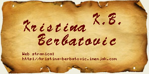 Kristina Berbatović vizit kartica